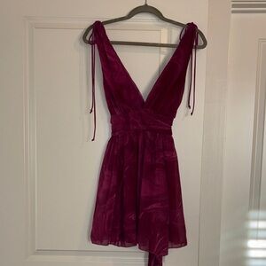 Elegant Burgundy/Dark Pink Sleeveless Mini Dress